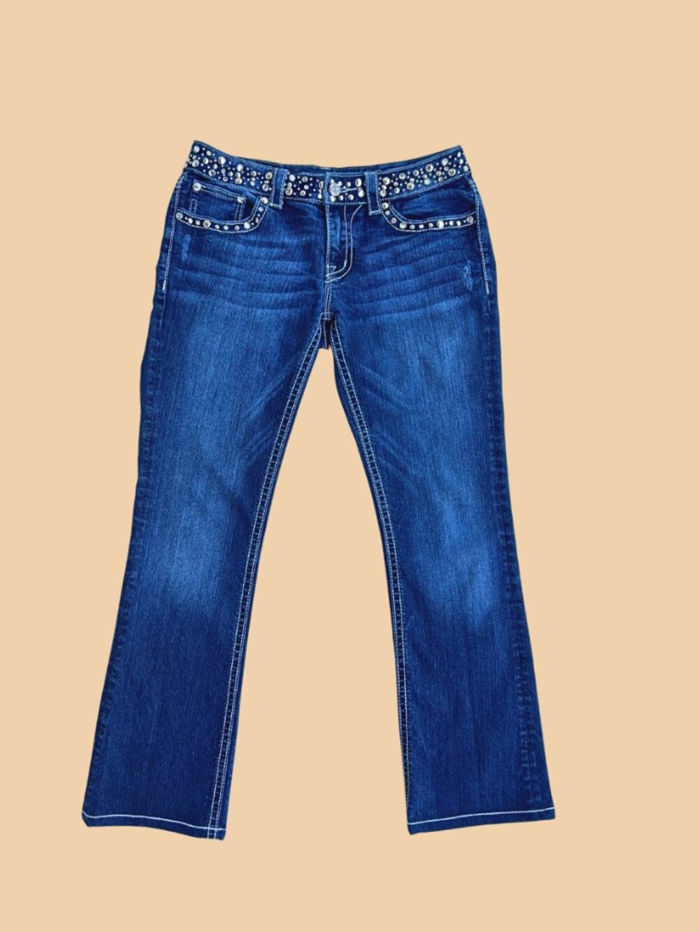 Y2K Rhinestone Dark Wash Bootcut Jeans